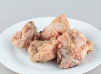 Canned meat on white background