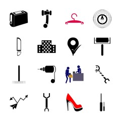 Obraz premium Instruments And Tools with arrow, pin and north