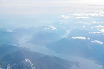 Aerial view of Mountain in Switzerland, seen from above.