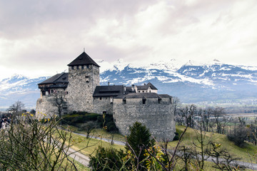 Fototapeta premium Close view of Vaduz old castle in Alps, Liechtenstein