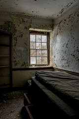Derelict Bedroom with Bed - Abandoned Sleighton Farm School - Pennsylvania