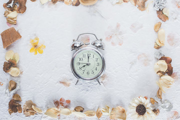 clock and flower