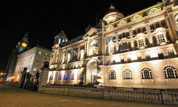 Cunard Building at Night in Liverpool