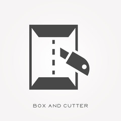 Silhouette icon box and cutter