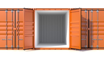 Empty ship cargo container side view 20 feet length