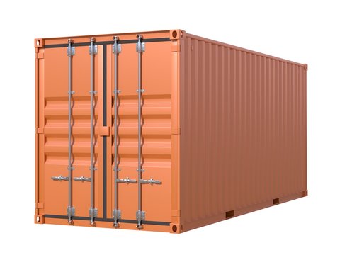 Brown ship cargo container side view 20 feet length