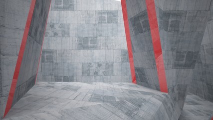 Abstract white and concrete parametric interior  with window. 3D illustration and rendering.