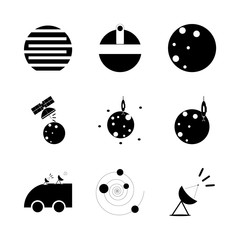 icon Cosmos with cosmos, satellite, mercury, moon and solar system