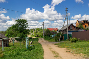 Rural landscape. Pond and an old cellar, Lyubitsy Village, Russia
