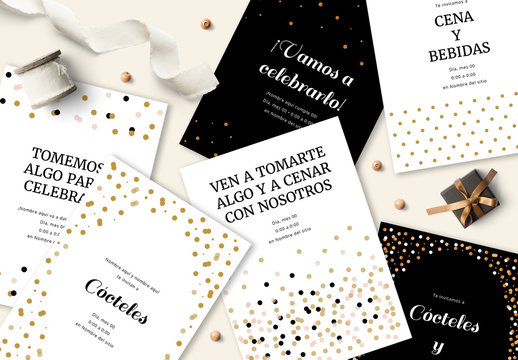 Juego de invitaciones con dise&ntilde;o de confeti