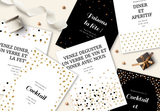 Jeu d&rsquo;invitations confetti