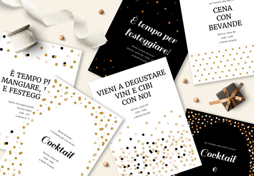 Set per invito con tema a coriandoli