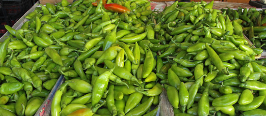 Little green hot peppers . Chilies. Vegetables background. Jalapenos. Fresh organic hot green peppers. Hot peppers wallpaper. Vegetables background. Diet and healthy food concept. nutrition food. 