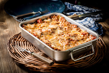 Homemade lasagne bolognese