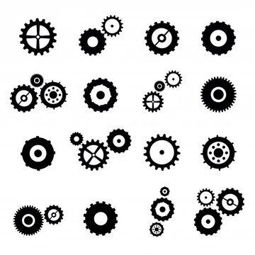 Cogs And Gears Spinning Icons With Alpha Channel