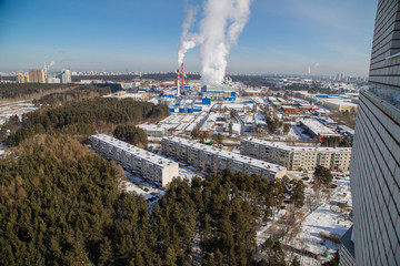 Obraz premium Winter city Eakaterinburg bird eye view at day