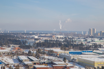 Winter city Eakaterinburg bird eye view at day