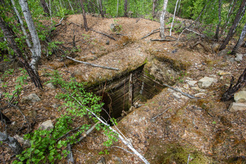 Ruins decay of abandoned tungsten
ore mine shaft mining technology