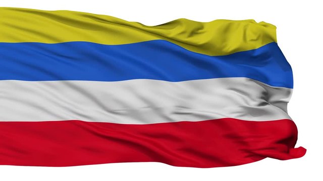 Soata  flag, city of Colombia, realistic animation isolated on white seamless loop - 10 seconds long (alpha channel is included)