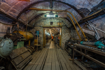 Fototapeta premium Underground coal ore mine shaft tunnel gallery