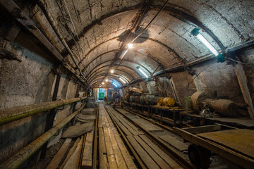 Underground coal ore mine shaft tunnel gallery