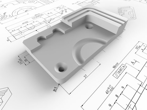 3D concept - perspective CAD part illustration