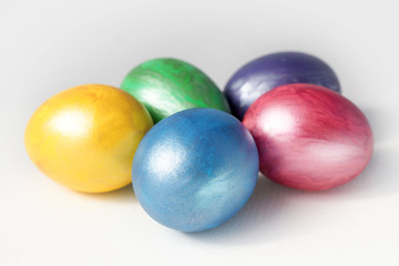 Fototapeta na wymiar Perfect colorful handmade easter eggs isolated on a white