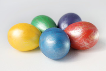 Perfect colorful handmade easter eggs isolated on a white