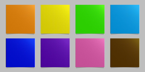 Geometric halftone dot pattern background set - vector stationery graphic design collection from circles in varying sizes