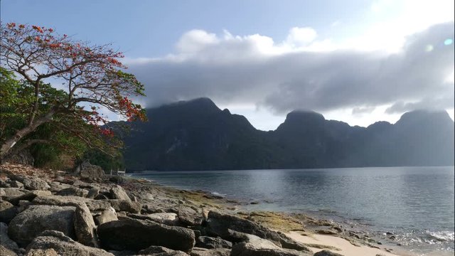 Clouds over islands of El Nido, Philipinnes, time lapse
