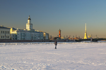 Russia, St. Petersburg, the middle of the river Neva, noon