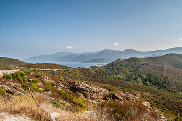 Fototapeta na wymiar View of rocky landscape on the island of Corsica