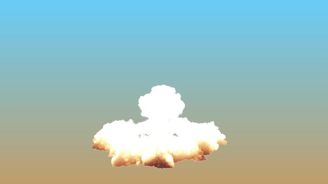 Nuclear bomb explosion. Realistic slow motion 3D animation of atomic bomb fiery mushroom cloud with fire and smoke. VFX element with alpha channel matte. Ultra High Quality 4k footage.