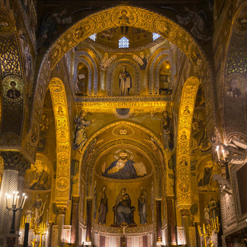 Byzantine mosaics within the Palatine Chapel of the Royal Palace in Palermo.