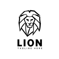 elegant head lion rigid lines art logo