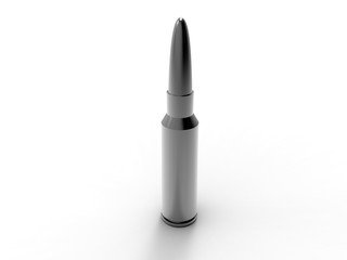 3D illustration - metallic bullet with shadows