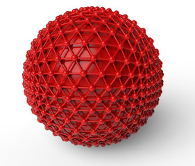 3D render - red network sphere