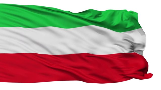 Tenza  flag, city of Colombia, realistic animation isolated on white seamless loop - 10 seconds long (alpha channel is included)