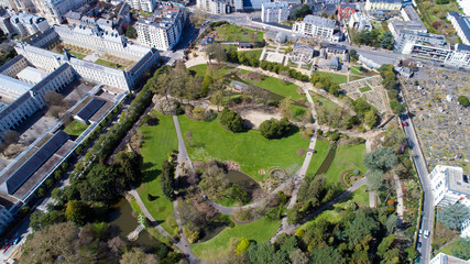 Photo a&eacute;rienne du parc du jardin des plantes, &agrave; Nantes