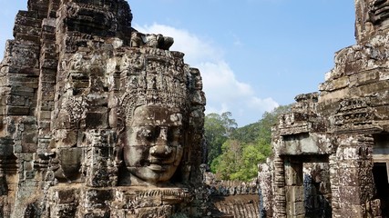Steingesichter, Gesichter aus Stein aus Angkor, Kambodscha