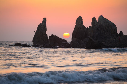 Sunset at Arambol in March. Goa. India