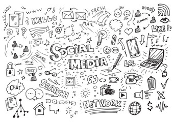 Social media hand drawn doodles