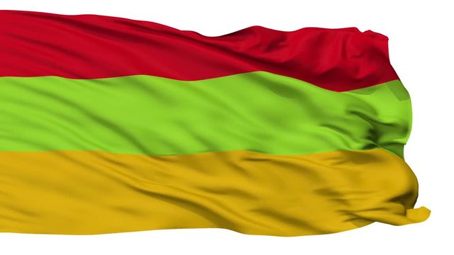Toca  flag, city of Colombia, realistic animation isolated on white seamless loop - 10 seconds long (alpha channel is included)