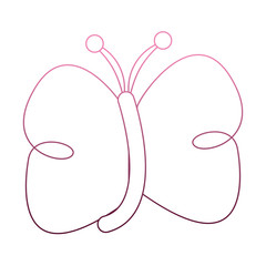 Butterfly cartoon isolated on purple lines vector illustration