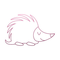 Cute porcupine cartoon on purple lines vector illustration