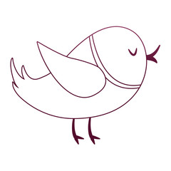 Cute bird cartoon on purple lines vector illustration