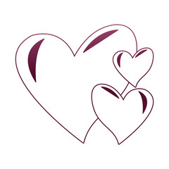 Lovely heart cartoon on purple lines vector illustration