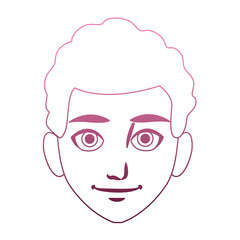 Young man cartoon on purple lines vector illustration