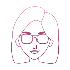 Young woman cartoon on purple lines vector illustration