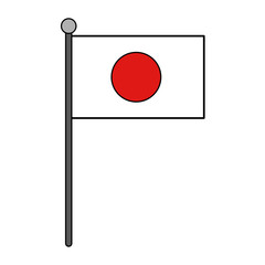 Japan national flag with pole vector illustration graphic design